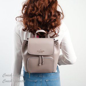 NWT Kate Spade New York Darcy Flap Leather Backpack in Warm Taupe